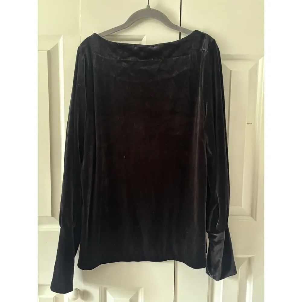 Lauren Ralph Lauren Black Velvet Long Sleeve Shirt XL - Picture 10 of 10